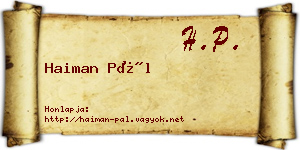 Haiman Pál névjegykártya